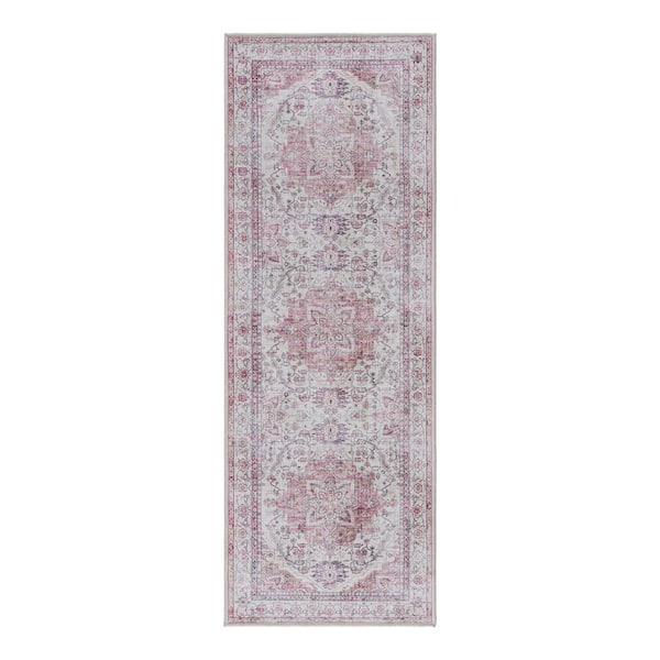 Gertmenian Soha Pink 2 ft. x 6 ft. Crystal Print Polyester Digitally Printed Runner Rug