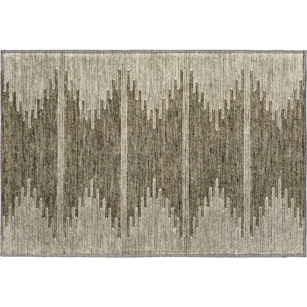 Mayfield Premium Machine Washable Indoor/Outdoor Geometric AMF647 Coffee 1 ft. 8 in. x 2 ft. 6 in. Area Rug