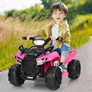 7.3 in. 12-Volt Kids ATV Quad Electric Ride On Car Toy Toddler with LED Light and MP3 Pink