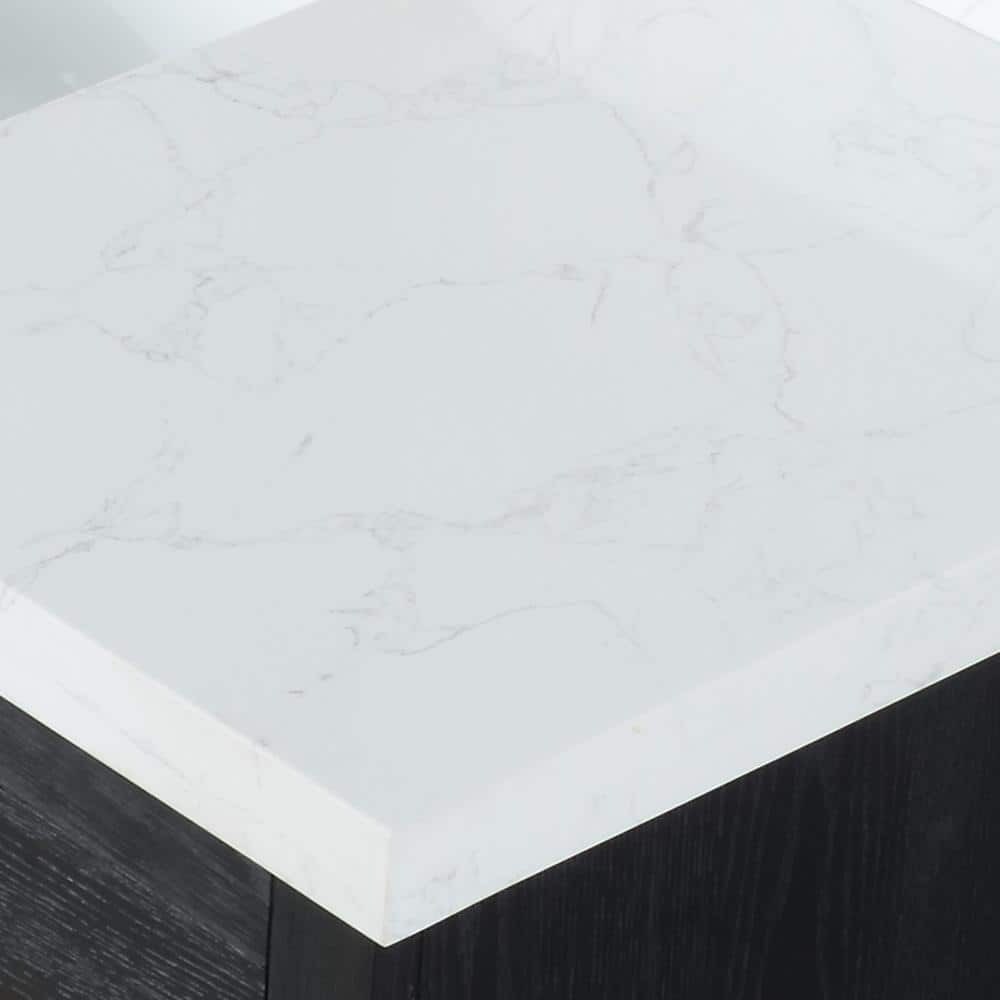Gazsi 84" Black Oak Vanity with Composite Stone Top