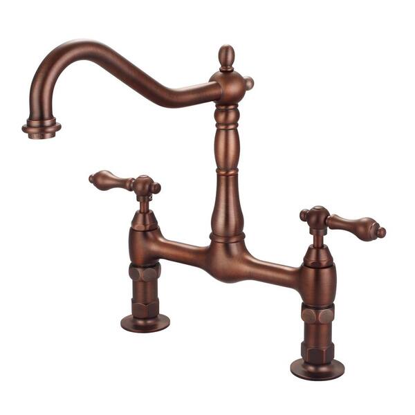 Barclay Products Guthrie Two Handle Bridge Kitchen Faucet With Lever Handles In Oil Rubbed Bronze Kfb514 Ml Orb The Home Depot