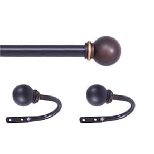 Chelsea 28 in. - 48 in. Adjustable Single Curtain Rod with Holdbacks 5/8 in. Dia. in Oil Rubbed Bronze with Ball Finials