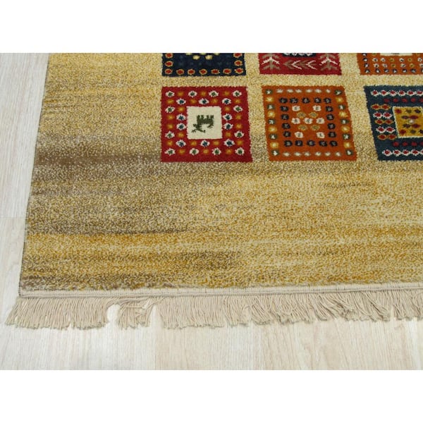 Beige 5 ft. x 8 ft. Bohemian Gabbeh Design Rug Area Rug