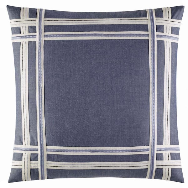 Nautica Fairwater Blue Cotton 18 in. x 18 in. Decorative Pillow