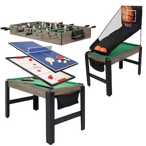 Sunnydaze Modern Rustic Style 5-in-1 Multi-Game Table in Gray