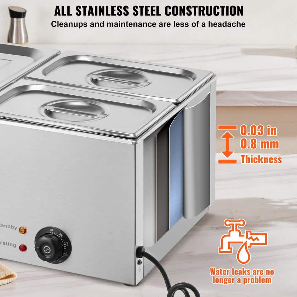 Professional Stainless Steel 3-Pan Electric Food Warmer