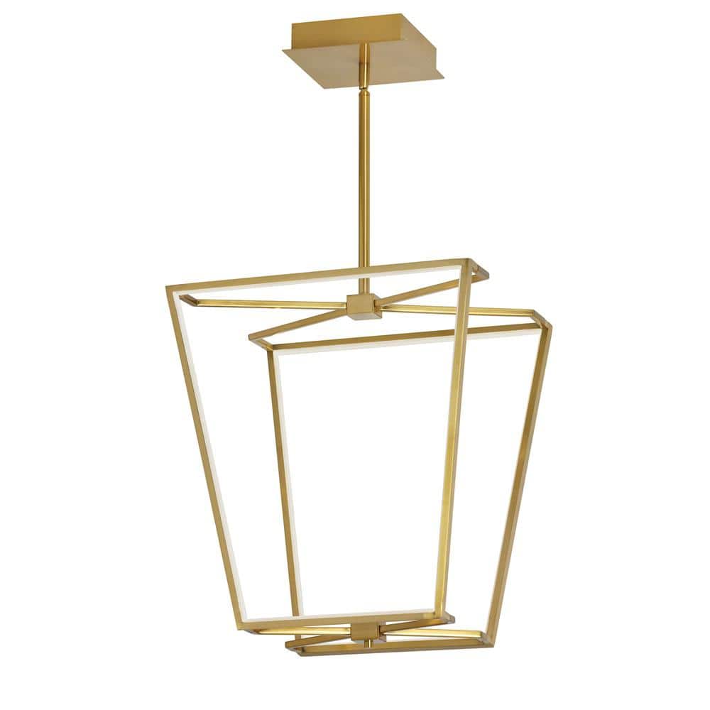 Aged Brass Geometric Cage LED Chandelier