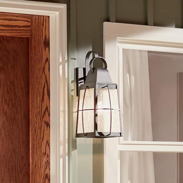 Tolerand 20.25 in. 1-Light Textured Black Outdoor Hardwired Wall Lantern Sconce with No Bulbs Included (1-Pack)
