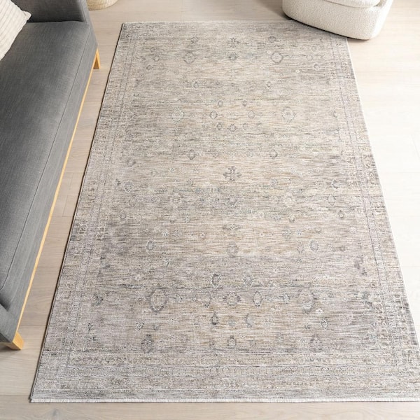 Ginebra Medallion Fringe Area Beige 5 ft. x 8 ft. Indoor Area Rug