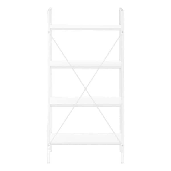 48 in. Tall White Metal and Laminate 4-Shelf Etagere Bookcase with