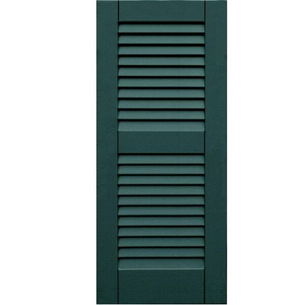Winworks Wood Composite 15 in. x 35 in. Louvered Shutters Pair #633 Forest Green
