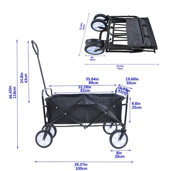 3 cu. ft. Fabric Garden Cart in Black