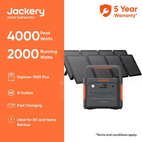 Jackery 2000W Output/4000W Peak Solar Generator 1000 Plus