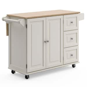 Topeakmart Kitchen Island Cart on Wheels with Storage & Drawer Solid Wood, Size: 40x20x36.5 (LxWxH), Brown