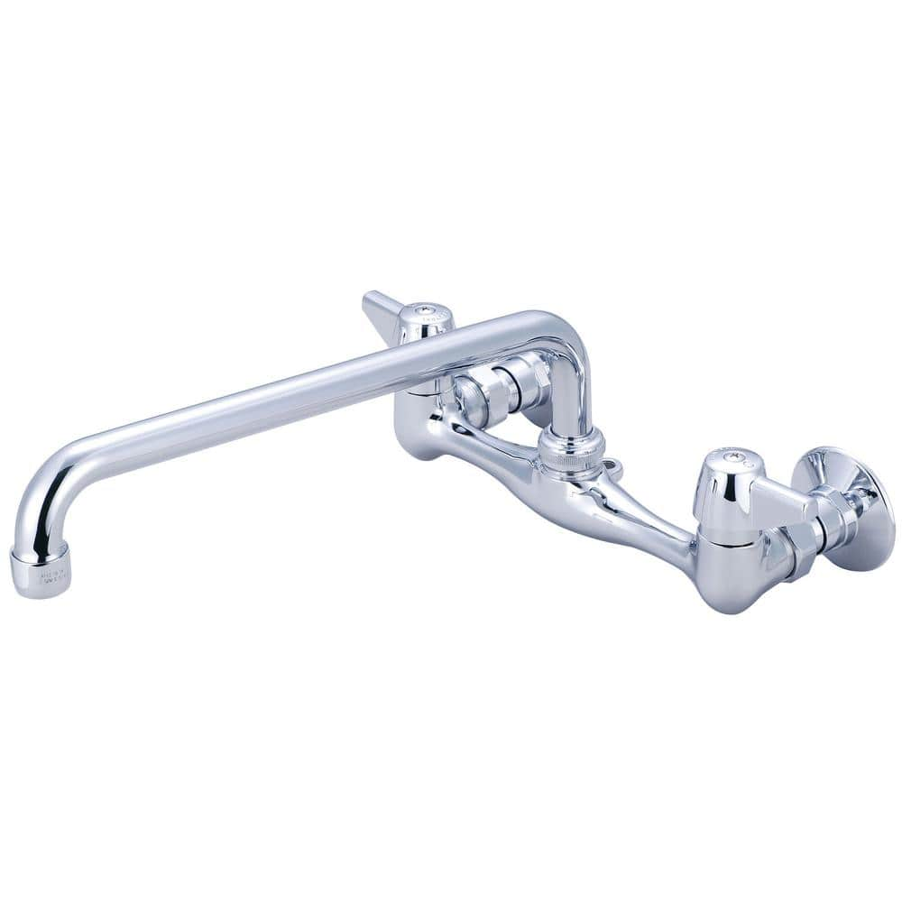 Central Brass Double Handle Wall Mount Standard Kitchen Faucet In Polished Chrome 0047 Ta3 The