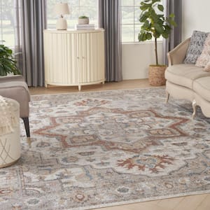 Astra Machine Washable Grey/Multi 9 ft. x 12 ft. Distressed Traditional Area Rug