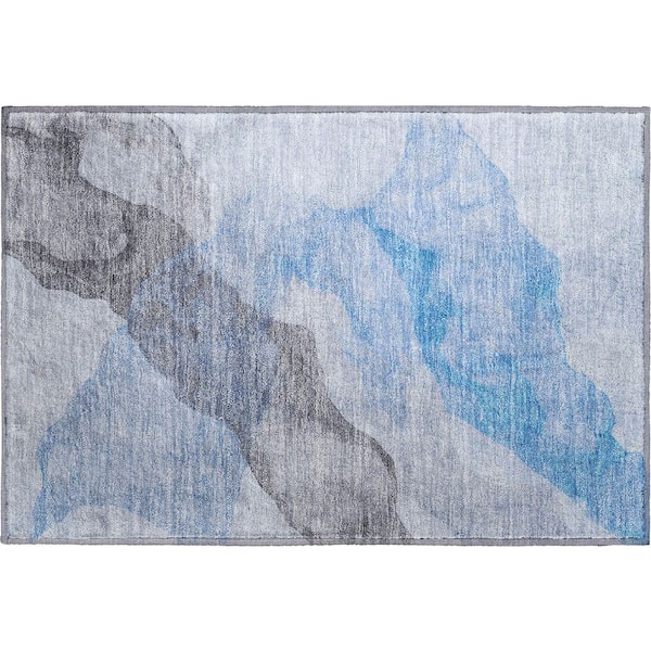 Mayfield Premium Machine Washable Abstract AMF2109 Sky 2 ft. x 3 ft. Accent Rug