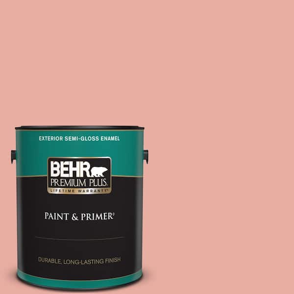 BEHR PREMIUM PLUS 1 gal. #180C-3 Rose Linen Semi-Gloss Enamel Exterior Paint & Primer