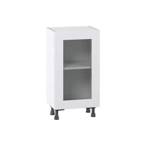 Wallace Painted Warm White Assembled Shallow Base Kitchen Cabinet with Glass Door (18 in. W x 34.5 in. H x 14 in. D)