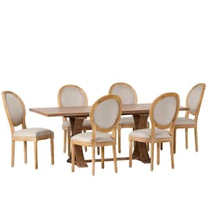 Dored 7-Piece Beige and natural Dining Set