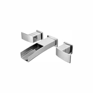 Kenzo 2-Handle Wall Mount Bathroom Sink Faucet Trim Kit in Polished Chrome with Waterfall Spout (Valve Not Included)