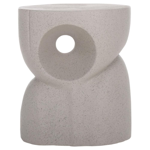 SAFAVIEH Abbi 14.96 in. Gray Round Concrete End Table