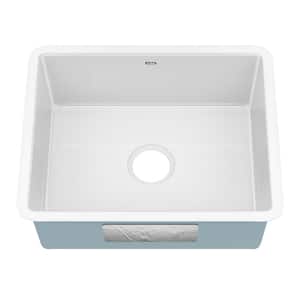 Pintura White Porcelain Enameled Steel 21 in. Single Bowl Undermount Kitchen Sink in White