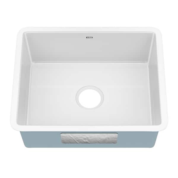 KRAUS Pintura 21 Undermount Porcelain Enameled Steel Single Bowl Kitchen Sink in White