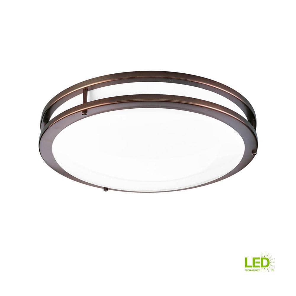 Modern Urban Bronze LED Flush Mount with White Acrylic Shade