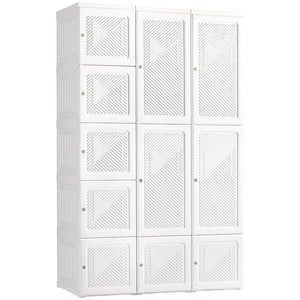 Portable Wardrobe Closet, Bedroom Armoire, Foldable Clothes Organizer with Hanging Rods, and Magnet Doors, White