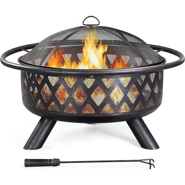 Tatayosi 36in Outdoor Wood Burning Fire Pits Iron Large Fire Bowl for Outside BBQ Bonfire Patio