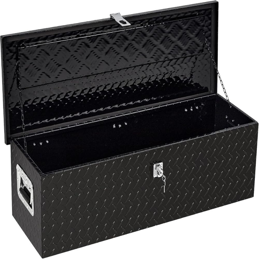 Lockable 39 in.Black Tool Box Storage Heavy Duty Iron Construction Toolbox, Metal Chest with Patented Grooved Lid price history on PriceWatchPro