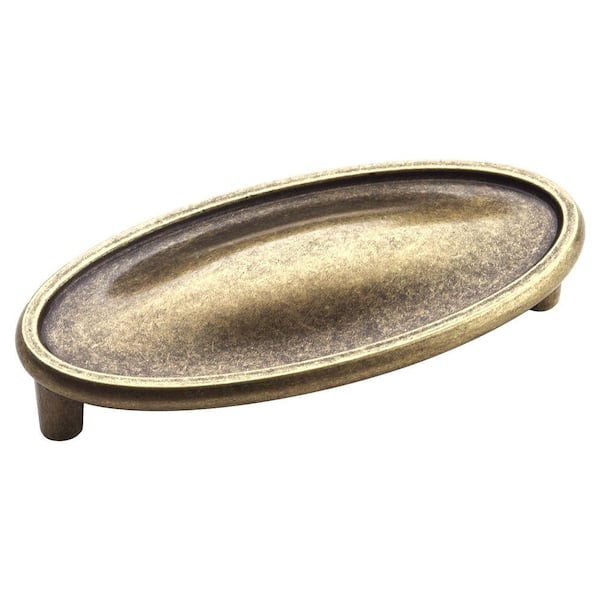 Amerock Manor 3 in. Weathered Brass Cup Center-to-Center Pull