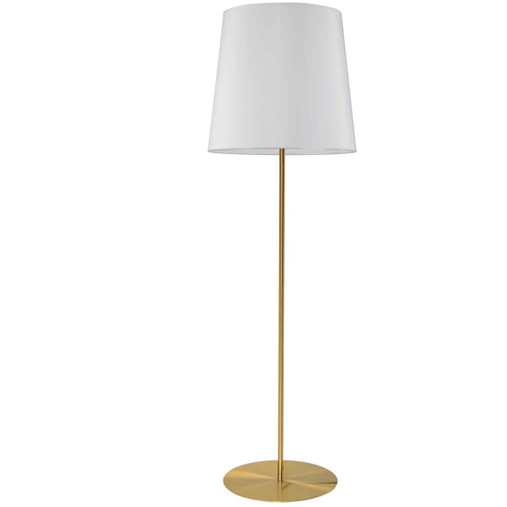 Dainolite 68 .5 in. Aged Brass Floor Lamp with a White Fabric