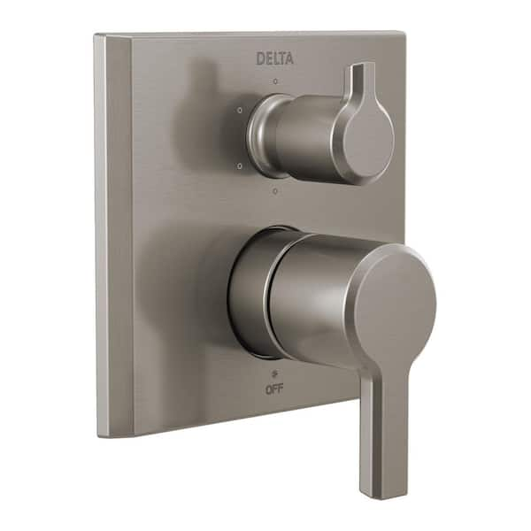 Pivotal 2-Handle Wall-Mount 6-Setting Integrated Diverter Trim Kit in Lumicoat Stainless (Valve Not Included)