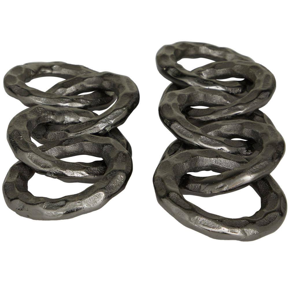 CosmoLiving 12.75" Black Aluminum Modern Chain Sculpture Set