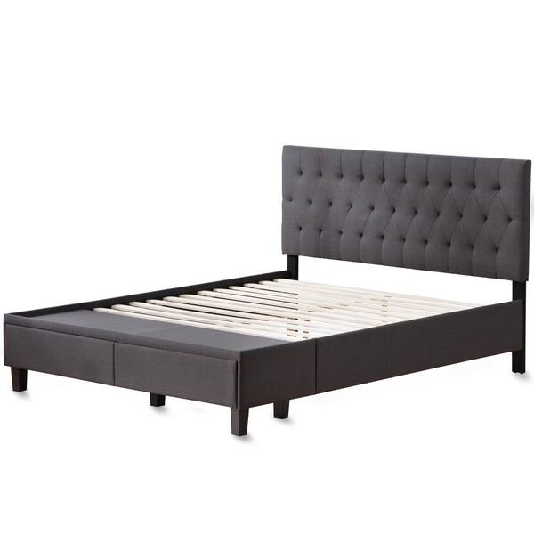 Brookside Anna Upholstered Charcoal Cal King Bed with Drawers ...