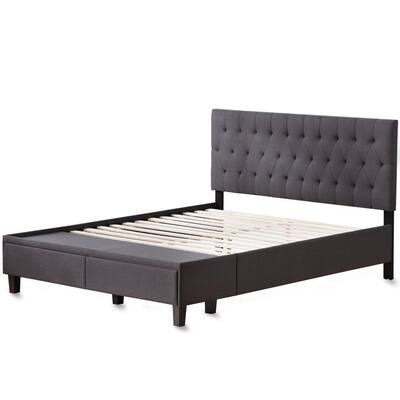 Brookside Anna Upholstered Charcoal Cal, California King Bed Rails