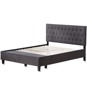 Anna Upholstered Charcoal Full Bed with Drawers