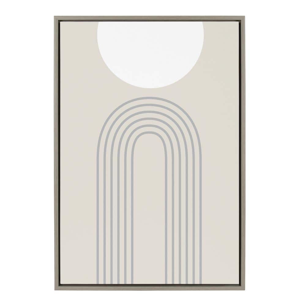 Gray Abstract Full Moon and Mountain Canvas Art, 23x33