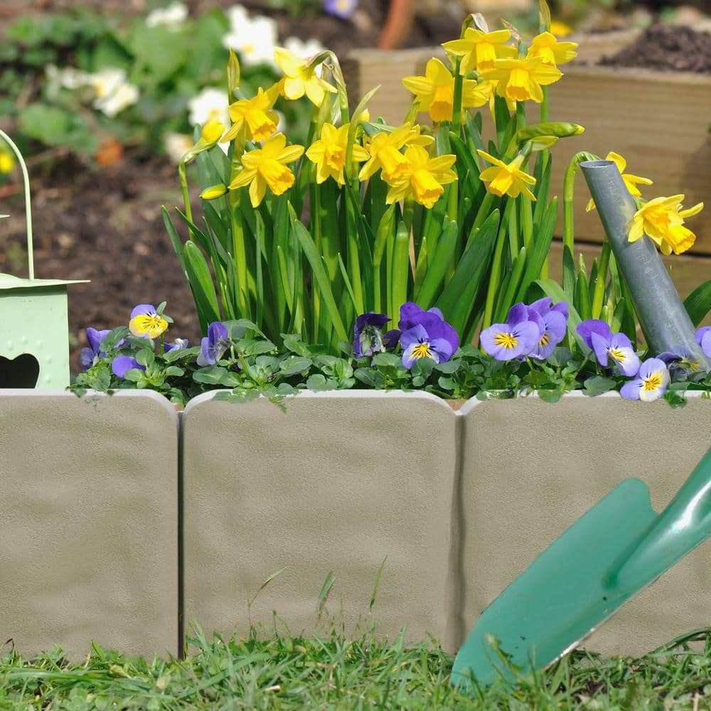 Putty Faux Cobblestone 10-Piece Flower Bed Border Set