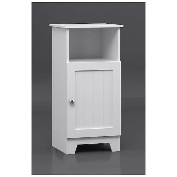Redmon Contemporary Country 13.5 in.W x 11.75 in.D x 27.5 in.H Free Standing Single Door Cabinet With Wainscot Panels In White