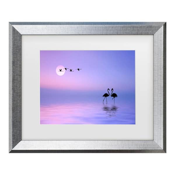 Trademark Fine Art Bess Hamiti Flying Flamingo Matted Framed Photography Wall Art 14.5 in. x 17.5 in.