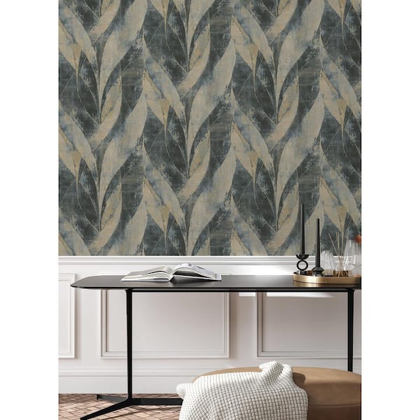 Blake Blue Denim Leaf Wallpaper Sample