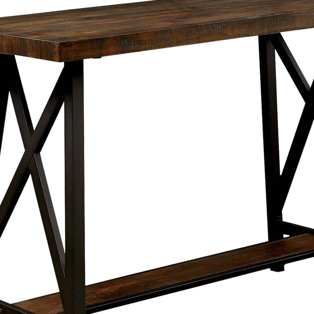 Industrial Black and Brown Wood Counter Height Table