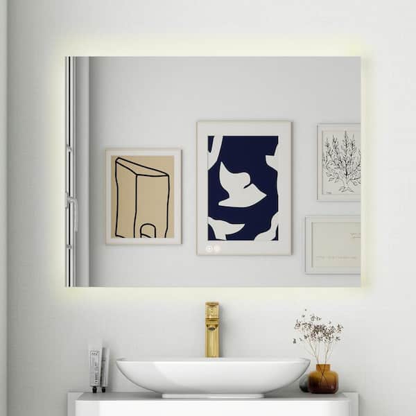 36 in. W x 28 in. H Rectangular Frameless Anti-Fog Wall-Mounted LED Backlit Light Bathroom Vanity Mirror