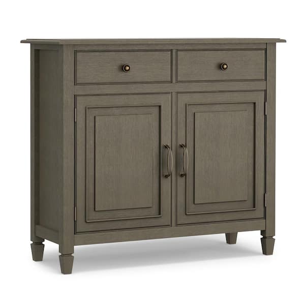 Simpli Home Connaught Solid Wood 40 in. Wide Traditional Entryway Storage Cabinet in Farmhouse Grey