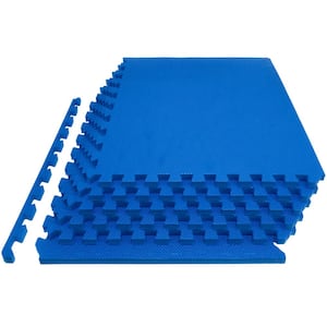 Extra Thick Exercise Puzzle Mat Blue 24 in. x 24 in. x 1 in. EVA Foam Interlocking Anti-Fatigue (6-pack) (24 sq. ft.)