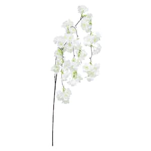 51 in. Cream White Artificial Hanging Japanese Cherry Blossom Flower Stem Spray (Set of 3)