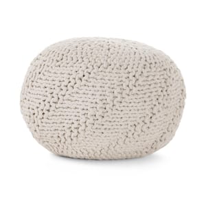 Aria Ivory Fabric Weave Outdoor Pouf